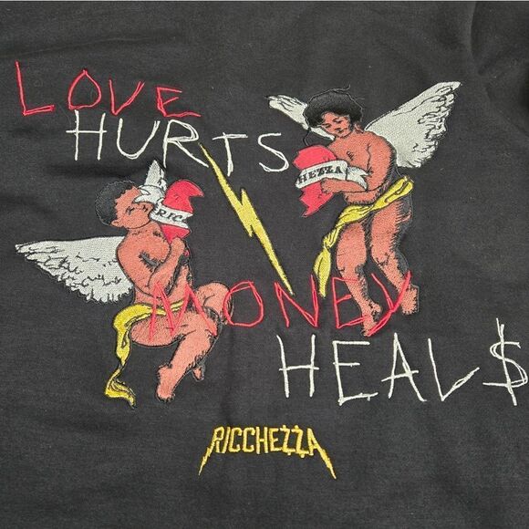 Richezza Love Hurts Money Heals - I Need Money hoodie sweatshirt small Rare HTF - Picture 7 of 14